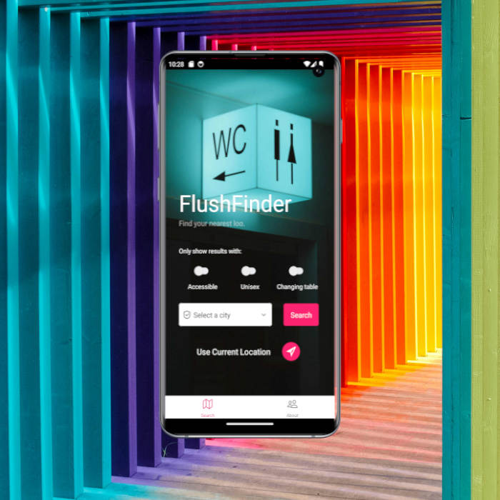 Flushfinder mobile app mockup