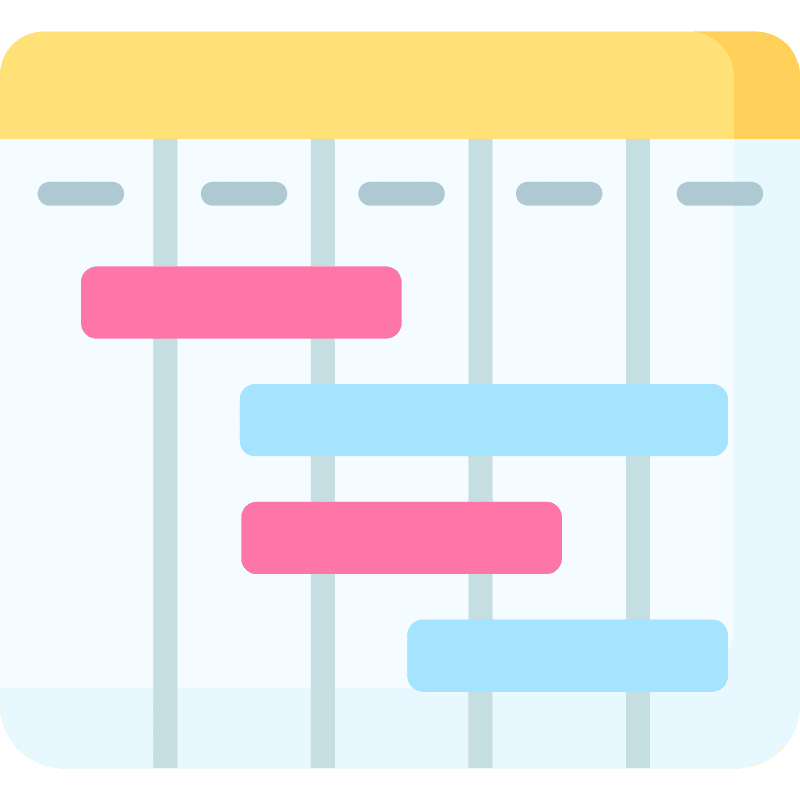 Tech start up marketing service includes campaign planning. Picture of a mocked up Gantt chart