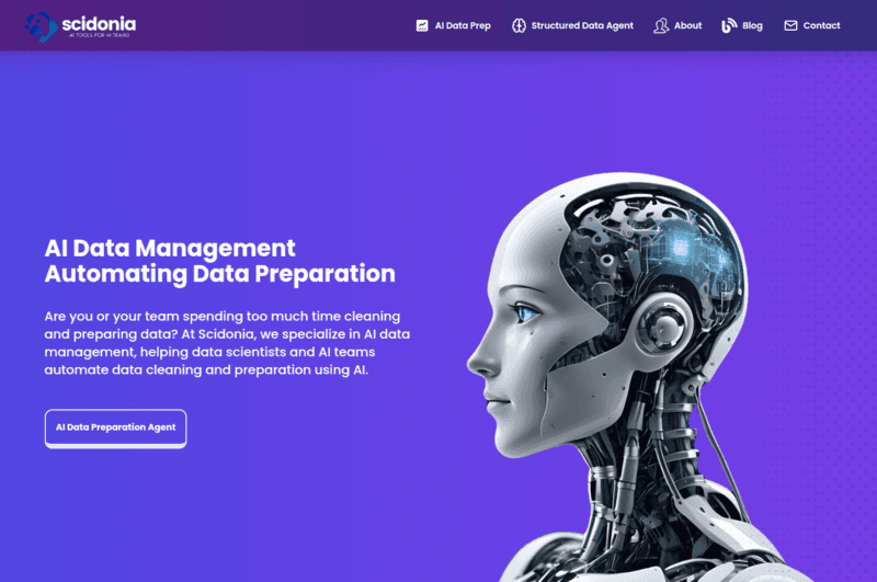 AI Tech Startup Scidonia website screenshot